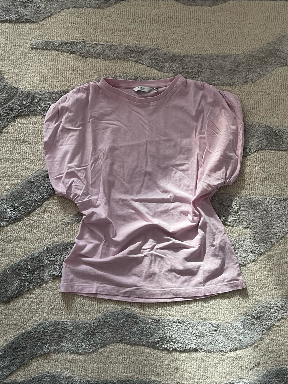 Light Pink Puff Sleeve Crewneck Tee